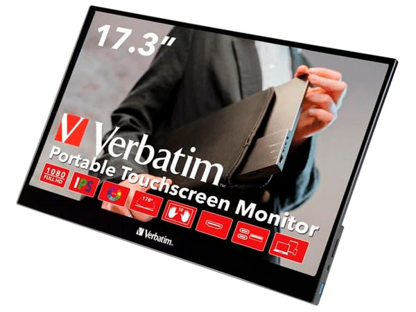Monitor portátil Multi-Touch Verbatim PMT-17 de 17.3", Resolución 1920 x 1080 (Full HD 1080p), 6 ms.