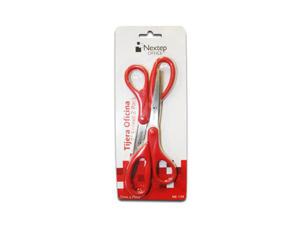 Paquete de Tijeras Nextep NE-134 Multiusos de 7", Paquete con 2 Piezas, 1 Caja x 6 Paquetes, Color Rojo.