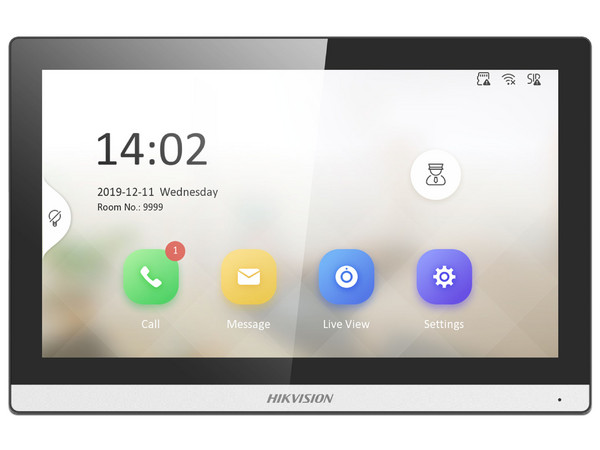 Monitor IP Hikvision DS-KH6350-WTE1 de 7", Compatible con Videoportero IP, Apertura Remota, Color Negro.