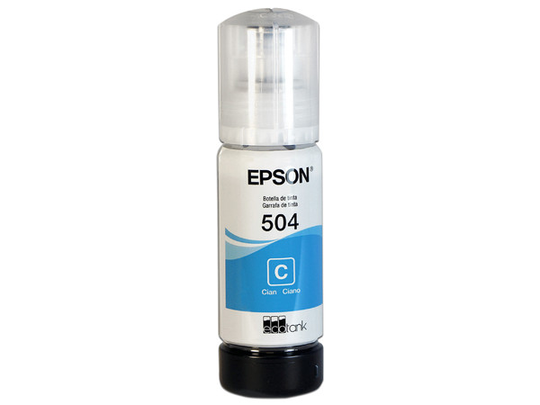 Botella de Tinta Epson 504, Cian, Modelo: T504220-AL.