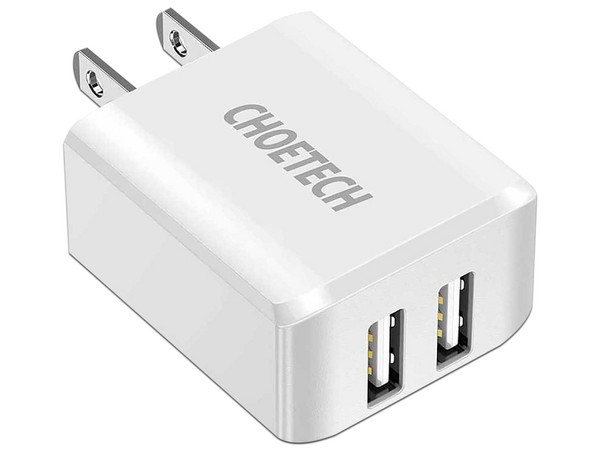 Cargador para pared Choetech C0030, 2 x USB. Color blanco.