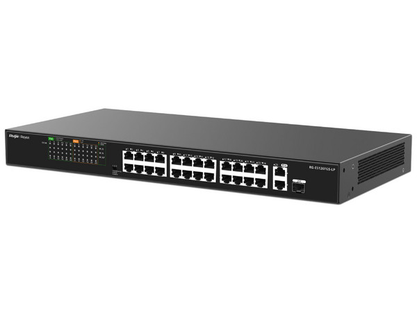 Switch Ruijie RG-ES126FGS-LP de 24 Puertos PoE+ 10/100BASE-T, 2 Puertos 10/100/1000BASE-T, 1 Puerto Combo, Protección Eléctrica de 4KW, Ideal Para CCTV. - imagen 2
