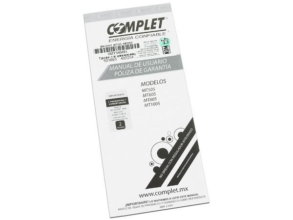 No-Break Complet MT505, 500VA (250W) con regulador y supresor de picos, 8 contactos Nema 5-15R. Color Negro - imagen 3