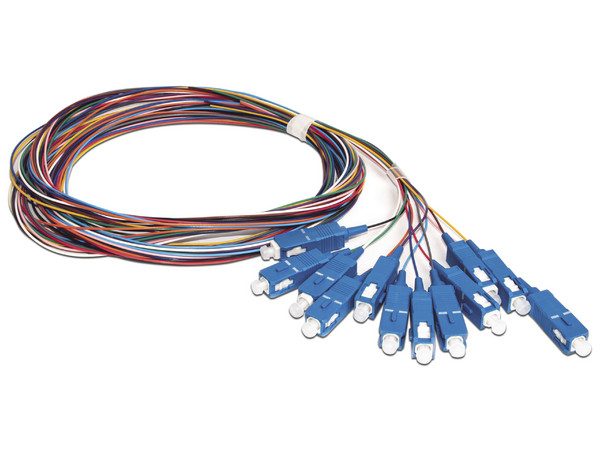 Kit de 12 cables de fibra óptica LinkedPro, Pigtail-SC/UPC, Monomodo, 2 m.