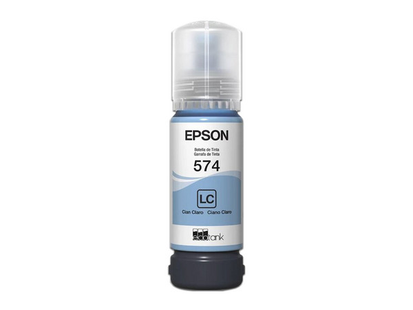 Botella de Tinta Epson T574, 70 ml, Color Cian Claro.
