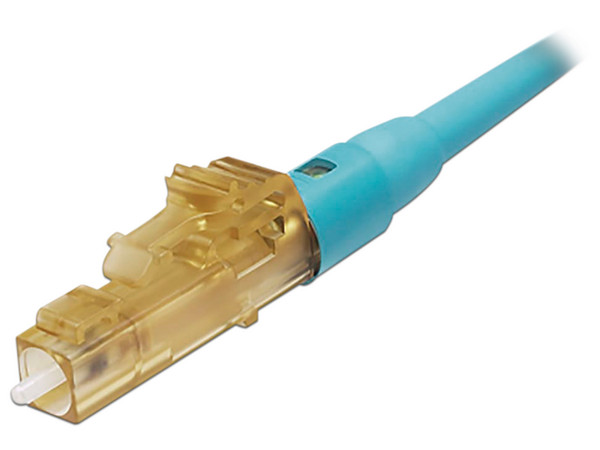 Conector de Fibra Óptica PANDUIT FLCSMCXAQY, LC Simplex OptiCam, Multimodo 50/125 OM3/OM4, Pre-pulido, Color Aqua.