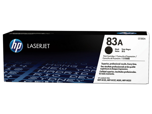 Tóner para impresora HP 83A Negro Laserjet Original (CF283A).