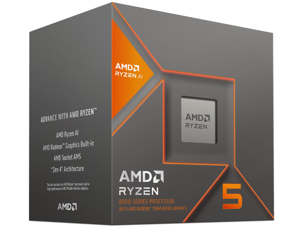 Procesador AMD Ryzen 5 8600G de Octava Generación, 4.3 GHz (hasta 5.0 GHz) con gráficos Radeon 760M, Socket AM5, Caché 16MB, Six-Core, AMD Ryzen AI, PCIe 4.0, 65W.