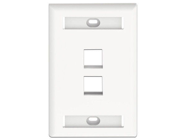 Placa de Pared Vertical PANDUIT NK2FWHY, 2 Puertos RJ45 Keystone, Espacios Para Etiquetas, Color Blanco.