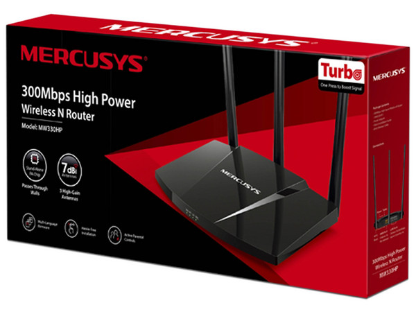 Router inalámbrico Mercusys MW330HP, Wireless N (Wi-Fi 4), hasta 300 Mbps, 3 antenas, Color Negro. - imagen 3