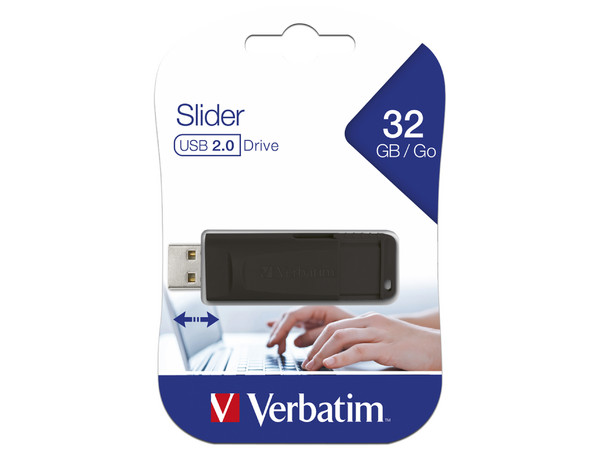 Unidad Flash USB 2.0 Verbatim Slider de 32GB. Color Negro. - imagen 3