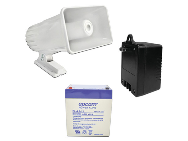 Kit de accesorios SYSCOM 4A16V30W, Batería , Transformador, Sirena.