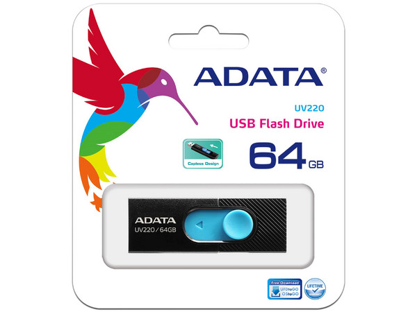 Unidad Flash USB 2.0 Adata UV220 de 64GB. Negro/Azul. - imagen 3