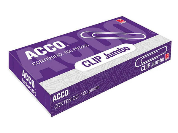 Clips Jumbo ACCO P1700, Caja con 100 Piezas.