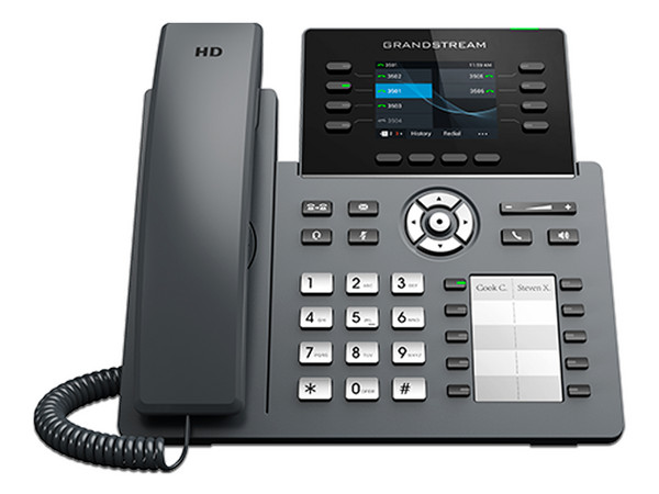 Teléfono IP Grandstream de 8 líneas, 2.8", Wi-Fi, PoE. Color Negro.