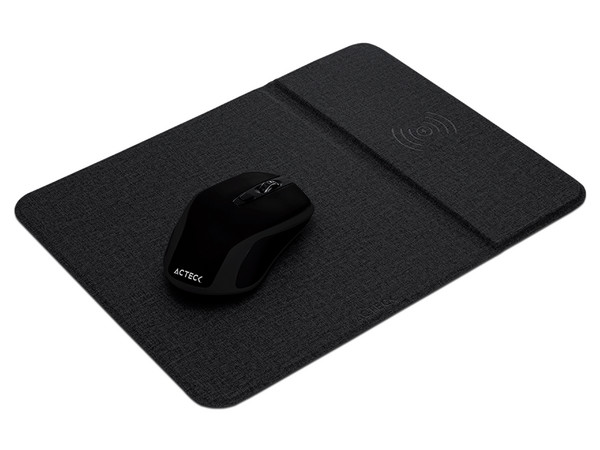 Kit de carga inalámbrica Acteck de Mouse y Mousepad con carga inalámbrica. Color Negro.