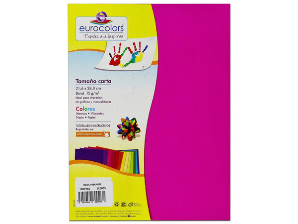 Papel cortado Eurocolors EC0005 tamaño Carta, 100 piezas. Color Rosa. - imagen 2