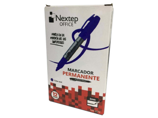 Marcador Permanente Nextep NE-072, Punta Fina, 2 Cajas x 12 Piezas, Color Azul.