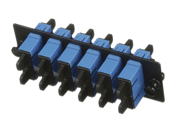 Placa Acopladora de Fibra Óptica Panduit, con 6 Conectores SC Dúplex. Color Azul.