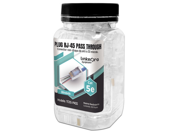 Plugs RJ-45 Linkedpro TC5S-PASS, Cat5e, Blindado, Bote con 100 Piezas.