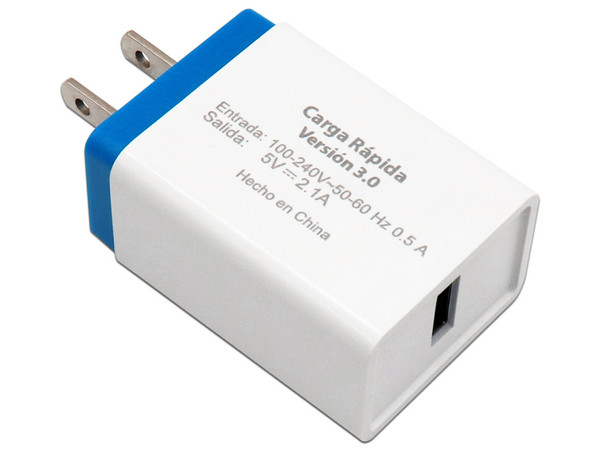 Kit de cargador y cable BRobotix, 1 puerto USB, 2.1A, Cable de 1m, USB Tipo-C. Color Blanco/Azul. - imagen 2