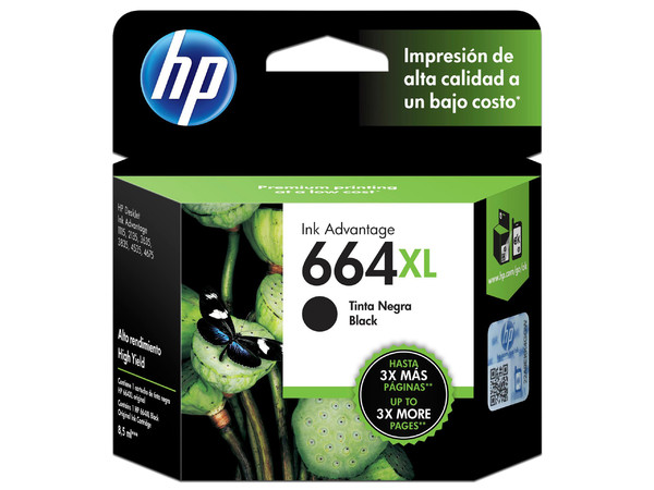 Cartucho de tinta HP 664XL, Color negro Original (F6V31AL).