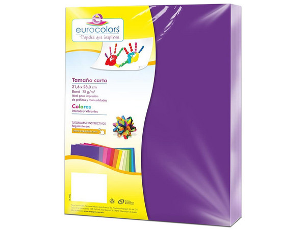 Papel cortado Eurocolors EC0016 tamaño Carta, 100 piezas. Color Morado.