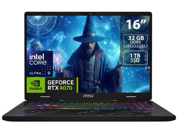 Laptop Gamer MSI Pulse 16 AI: Procesador Intel Core Ultra 9 185H (hasta 5.1 GHz), Memoria de 32GB DDR5, SSD de 1TB, Pantalla de 16" LED (2560 x 1600), 240Hz,Video NVIDIA GeForce RTX 4070, S.O. Windows 11 Home,Teclado en Inglés.