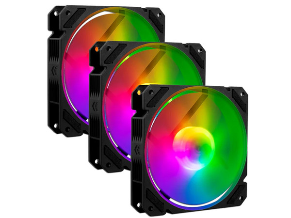 Kit de 3 Ventiladores Balam Rush Eolox Blaze EX70K, 1200RPM, 120mm, RGB, Color Negro.