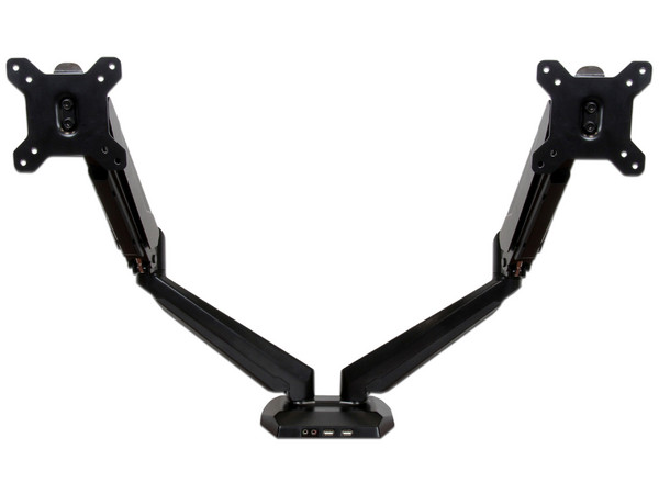 Base para dos monitores con Hub USB de 2 puertos y Pass-Through de Audio.