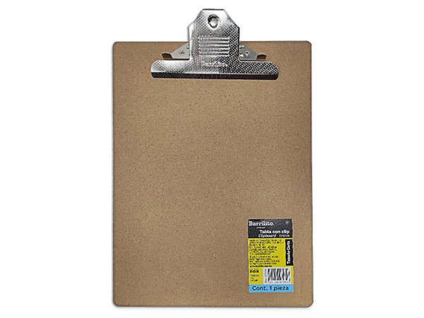Tabla Barrilito, Madera, Tamaño Carta, Con Clip.