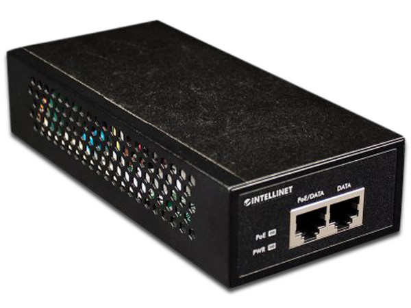 Adaptador PoE+ Intellinet inyector de Energía, Gigabit de alta potencia, RJ45. Color negro.