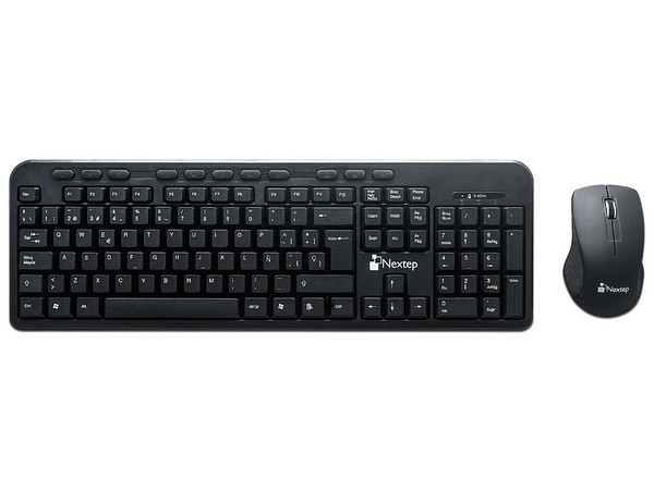 Teclado y Mouse Inalámbricos Nextep, USB. Color Negro.