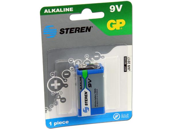 Pila alcalina cuadrada de 9 Volts.    