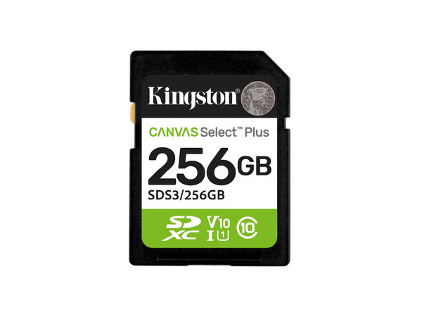 Tarjeta Memoria Flash SD Kingston SDXC Canvas Select 256GB 150MB/s C10 UHS-I U1 V10.