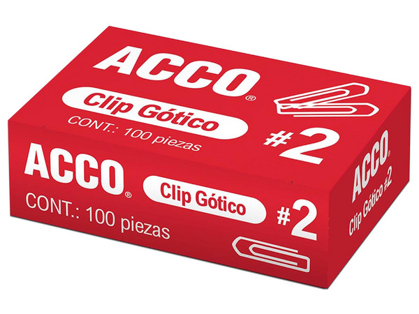 Clip ACCO Gotico No.2 P1690, Caja con 100 Clips.