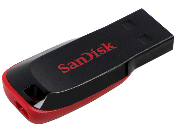 Unidad Flash USB 2.0 SanDisk Cruzer Blade de 128 GB. Negro/Rojo