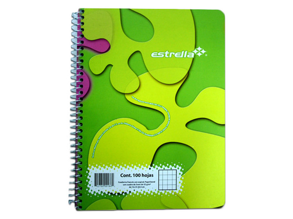 Cuaderno Estrella Espiral, Forma Francesa, 100 Hojas.