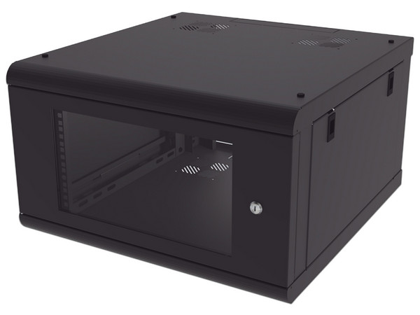 Gabinete de Pared con Puerta de Cristal Templado, 635 mm de Profundidad, 6U Rack de 19'', Acero Reforzado