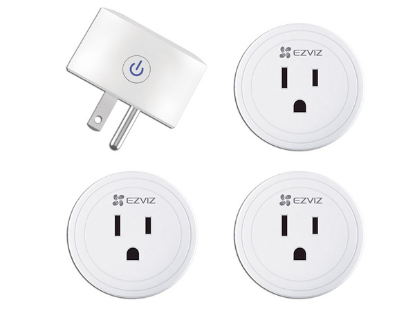 Kit de 4 Enchufes Inteligentes EZVIZ T30, Wi-Fi, Compatible con Amazon Alexa y Google. Color Blanco.
