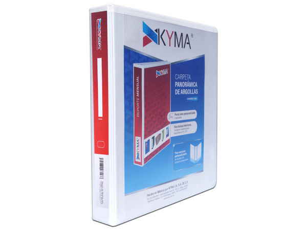 Carpeta Panorámica Kyma Vinil Tamaño Oficio con aro en "O" de 3". Color Blanca.