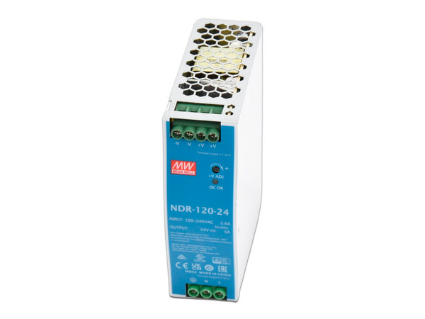 Fuente de Poder industrial MEAN WELL NDR-120-24, 120W, 24 Vcc, Montaje en Riel. - imagen 2
