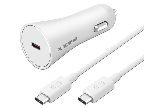 Cargador de Auto, PUREGEAR, Plug-in, USB-C, 30W, Universal, con Cable, Color Blanco.