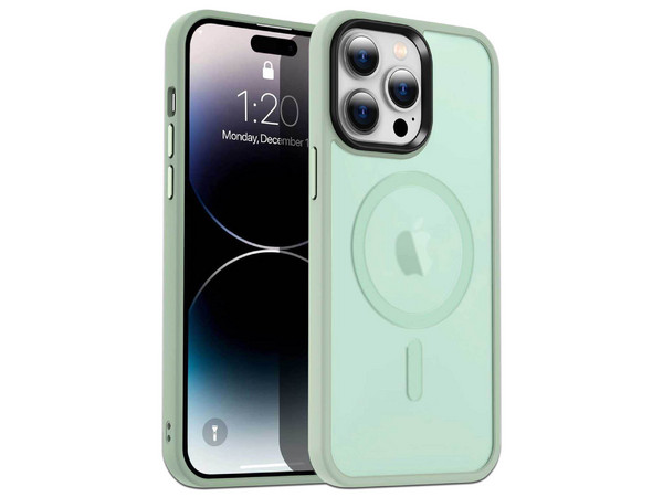 Funda TEKKU Matte Style para iPhone 15 PRO, Transparente Verde, Compatible con MagSafe.