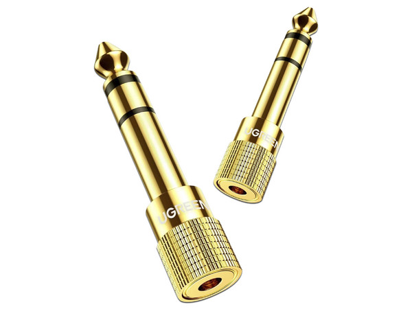 Adaptador de Audio Ugreen de 3.5mm Hembra a 6.5mm Macho, Estéreo.