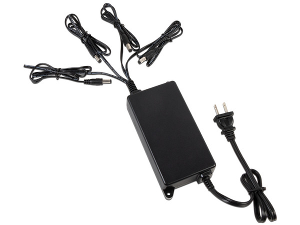 Transformador Dahua de voltaje regulado con 4 Puertos, 12 VDC, Protección de Temperatura, Color Negro.