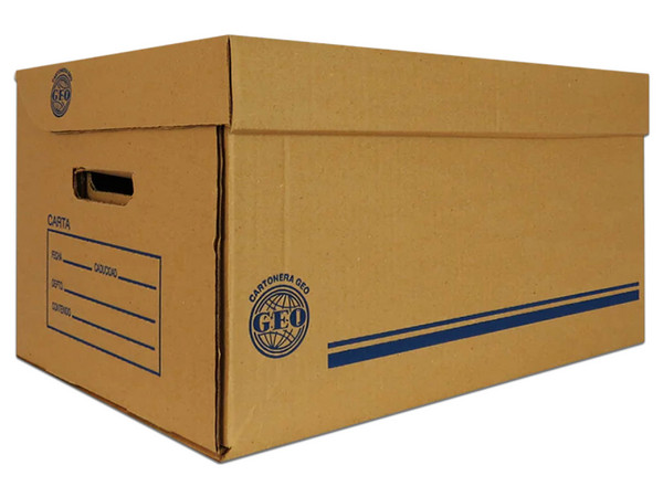 Caja Archivo GEO 004 Tamaño Carta, Resiste hasta 20 kg, Material de Cartón. Medidas Armado 50x31x25 cm. (20 Piezas.)