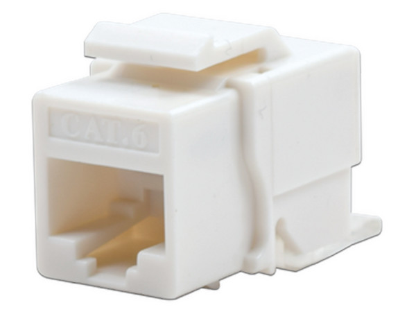 Módulo Jack Keystone Cat6, con terminación en ángulo 180 grados, Color Blanco, Compatible con Faceplate y Patchpanel Linkedpro.