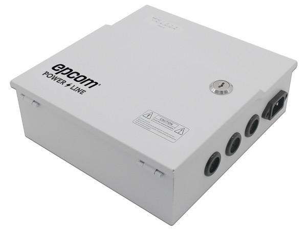 Fuente de Poder Profesional Epcom PLK12DC4ABK con Capacidad de Batería de Respaldo(no incluida), 264 Vca, Soporta 4 Cámaras. Color Blanco