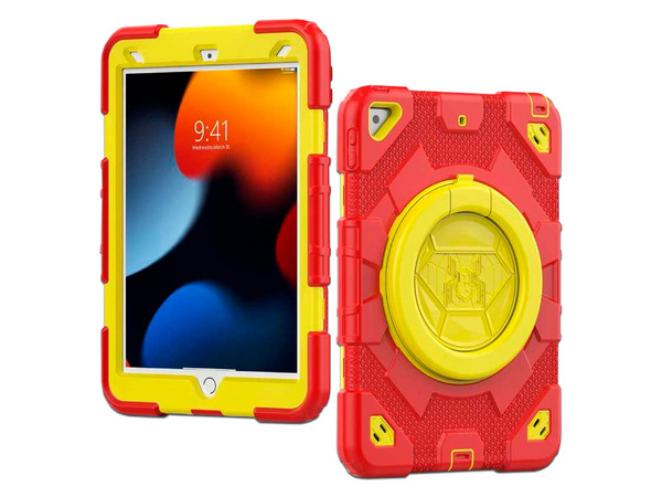 Funda protectora Tekku Spider para iPad 9, 8 y 7 de 10.2", Color Rojo/Amarillo.